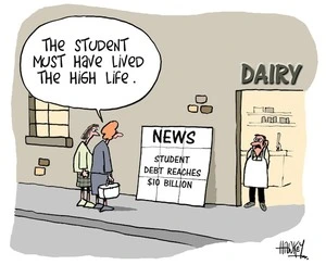 'News, Student debt reaches $10 billion'. "The student must have lived the high life." 11 April, 2008