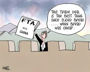 'FTA with China'. "This trade deal is the best thing since sliced bread.... when bread was cheap." 9 April, 2008
