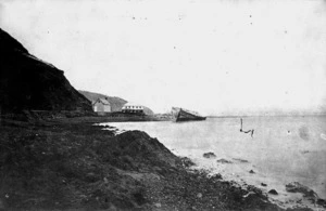 Wreck of the ship Oliver Lang, at Kaiwharawhara, Wellington