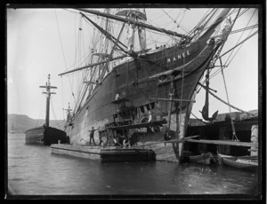 Barque Ranee under repair at Port Chalmers