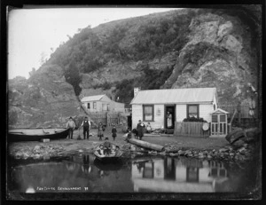 Fish curing establishment, with cottages and group, Carey's Bay, Port Chalmers