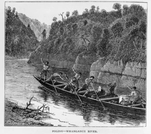 Crawford, James Coutts, 1817-1889 :Poling - Whanganui River / Paterson sc. [London, 1880]