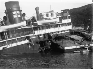 SS Wiltshire after she was wrecked at Rosalie Bay, Great Barrier Island