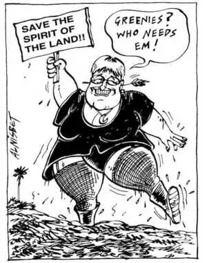Nisbet, Alistair, 1958- :Save the spirit of the land!! 'Greenies? Who needs em!l' Christchurch Press. 3 July, 2002.