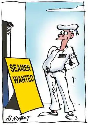 Nisbet, Al, 1958- :Seamen Wanted. Christchurch Press, ca. 24 September, 2002.