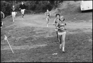 Harriers racing in the women’s Vosseler Shield event on a Mount Victoria course in Wellington.