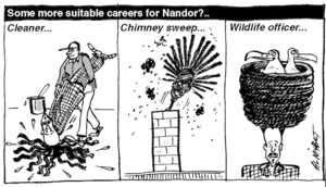 Some more suitable careers for Nandor?.. Cleaner... Chimney sweep... Wildlife officer... 15 November, 2005