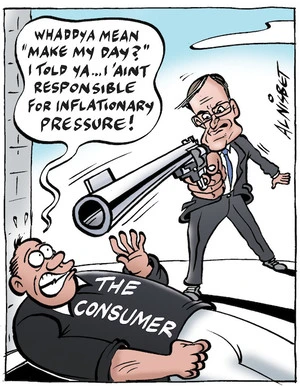 The Consumer. "Whaddya mean 'Make my day?' I told ya... I ain't responsible for inflationary pressure!" 28 July, 2007