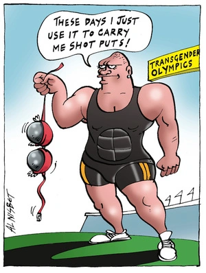 "These days I just use it to carry me shot puts!" Transgender Olympics. 19 May, 2004