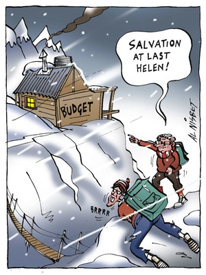 Budget. "Salvation at last Helen!" 24 April, 2004