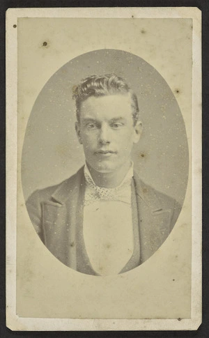 Portrait of a young man with oval vignette