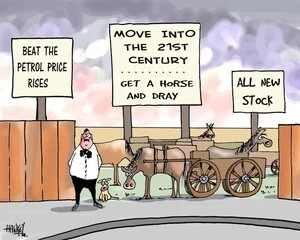 'Beat the petrol prices'. 'Move into the 21st century........get a horse and dray'. 'All new stock'. 14 March, 2008