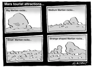 Mars tourist attractions... Big Martin rocks... Medium Martian rocks... Small Martian rocks... Strange shaped Martian rocks.. 3 April, 2004