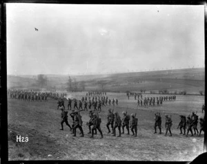New Zealand troops training for an attack on Messines, Belgium