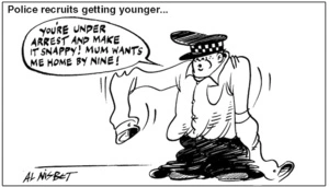 Police recruits getting younger... "You're under arrest and make it snappy! Mum wants me home by nine!" 27 October, 2005