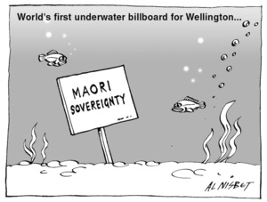 World's first underwater billboard for Wellington... MAORI SOVEREIGNTY. 24 April, 2004