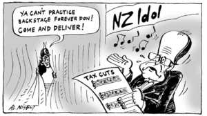 NZ Idol. "Ya can't practice backstage forever Don! Come and deliver!" 28 July, 2005
