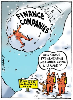 Finance Companies. DANGER Avalanche Area. "How those preventative measures going Lianne?" 31 August, 2007