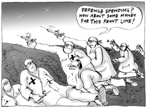 "Defence spending? How about some money for this front line!" 28 April, 2005