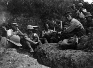 Soldiers occupying a trench during the Gallipoli campaign