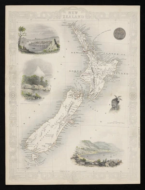 New Zealand / the map drawn & engraved by J. Rapkin ; the illustrations by H. Warren & engraved by J. B. Allen.