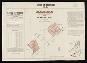 Hawke's Bay land district no. 95 : plan of the Mahora settlement, block XV, Heretaunga survey district / surveyed by John Mouat, 1899.