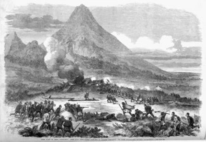 Illustrated London news :The war in New Zealand. The 57th Regiment taking a Maori redoubt on the Katikara River, Taranaki. Illustrated London news, 29 August 1863, page 212.