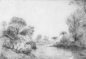 Swainson, William, 1789-1855 :[View of the River Hutt, P. Nicholson. ca. 1849 by William Swainson and his son, Henry Gabriel.]