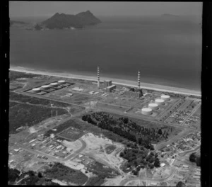 Coastal view, Ruakaka, Whangarei District, Northland Region, featuring Marsden Point Power Station