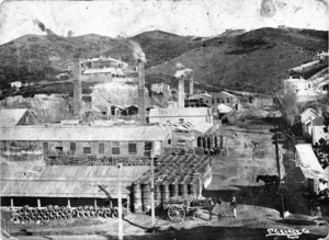 Part 2 of a 2 part panorama of P Hutson & Co, a pottery and brick factory in Newtown, Wellington