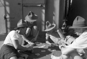 Soldiers from the 2nd Contingent playing cards during their voyage from Britain