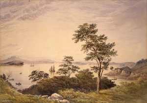 Hoyte, John Barr Clark, 1835-1913 :[Auckland Harbour from Judges Bay] 1869