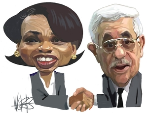 Webb, Murray, 1947- :Condoleezza Rice and Mahmoud Abbas [ca 8 February, 2005]