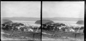 Andersons Bay, Dunedin City, Otago Region, including pasture, houses, road, and inlet