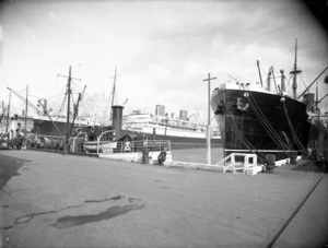 Ships Rangitiki, Norfolk and Inaha berthed at the Wellington Wharves