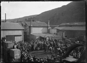 Boxing match outside the Petone Railway workshops