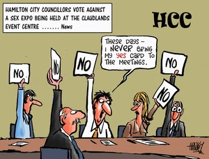 Hawkey, Allan Charles, 1941- : `Hamilton City Councillors vote against a sex expo...' 24 November 2011