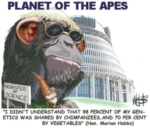 Webb, Murray, 1947- :Marian Hobbs. Planet of the Apes. I didn't understand that 98 percent of my genetics was shared by chimpanzees, and 70 percent by vegetables [ca 29 January 2004]