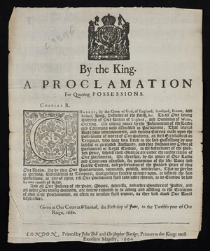 By the King. A proclamation for quieting possessions.