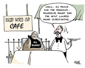 Rugby World Cup Cafe. "Well, so much for the minnows - Monsieur might find the next course more substantial." 1 October, 2007