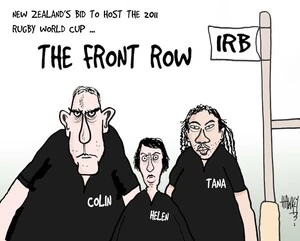 New Zealand's bid to host the 2011 Rugby World Cup - the front row. 16 November, 2005.