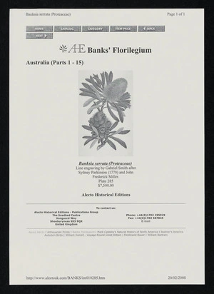Banks, Joseph (Sir), 1743-1820: Botanical plates from Banks' Florilegium