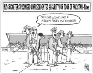 New Zealand cricketers promised unprecedented security for tour of Pakistan. - News. "This one looks like a medium paced out swinger." 20 November, 2003