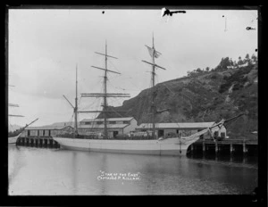The sailing ship "Star of the East" berthed at Port Chalmers.