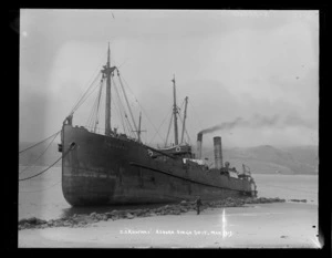 Steam ship Kowhai, beached at Otago Heads