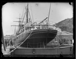Steam ship Mararoa in the Port Chalmers Graving Dock