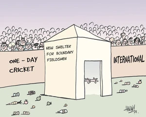One Day Cricket International. New shelter for boundary fieldsmen. 5 December, 2005.