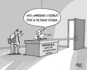 Model, Hamilton International Airport. "We've commissioned a feasibility study on the runway extension." 7 March, 2007