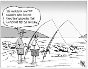 "It's amazing how the country can run so smoothly when all the politicians are on holiday." 5 January, 2004.