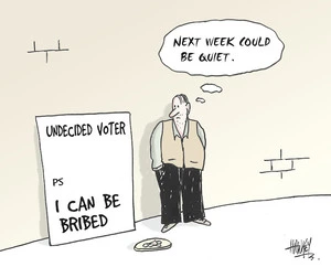 Undecided voter. PS. I can be bribed." 16 September, 2005.